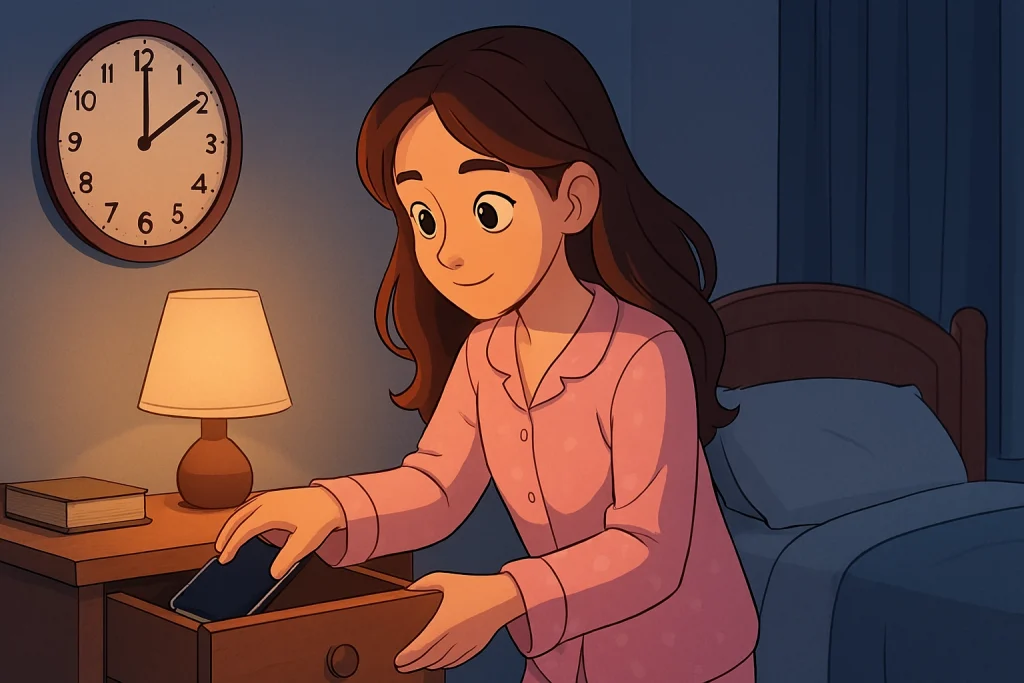 دختر خانواده یک ساعت قبل از خواب گوشی را در کشو میگذارد